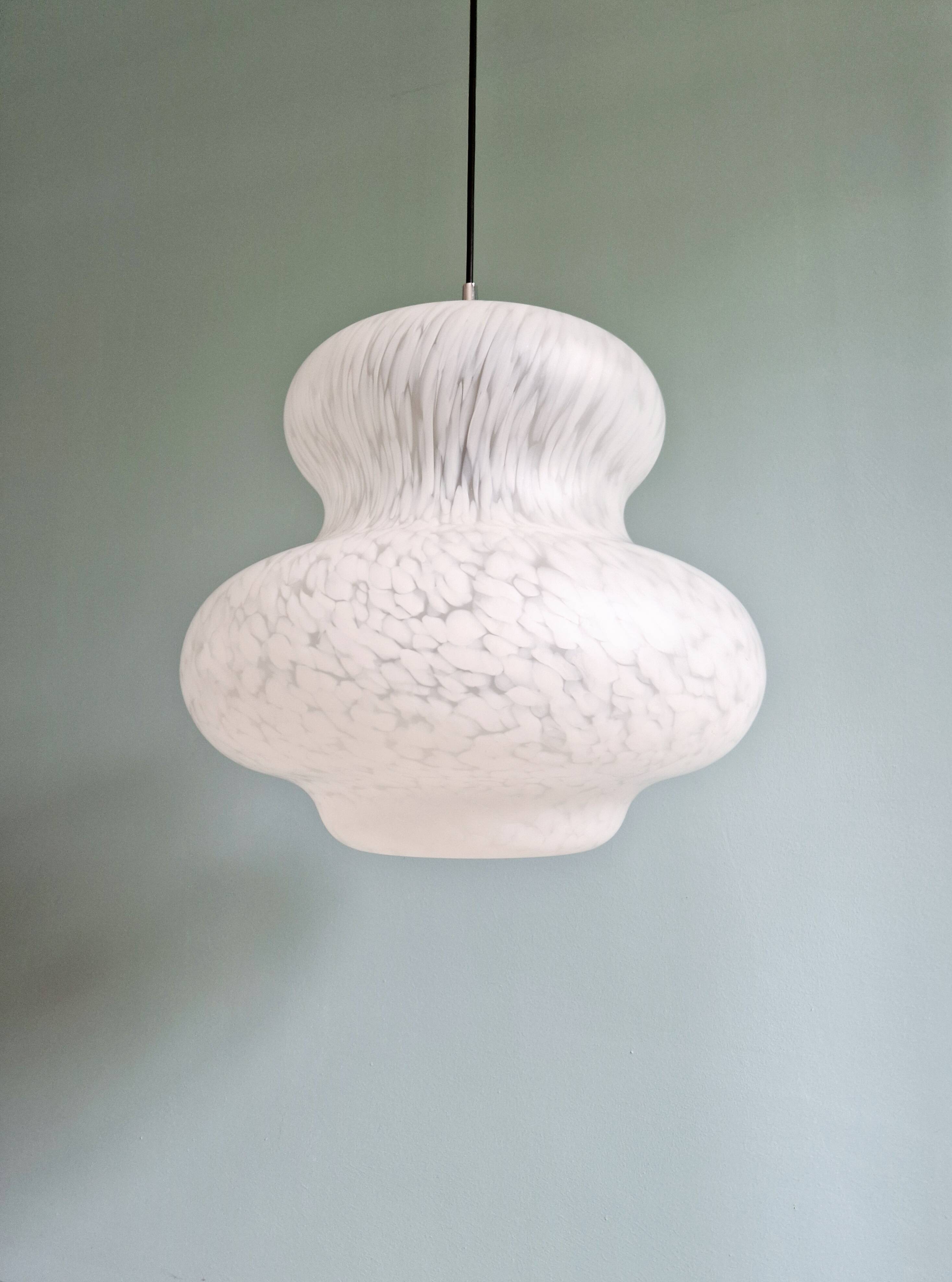 Large Space Age pendant light in speckled glass, Peill & Putzler, 1970s