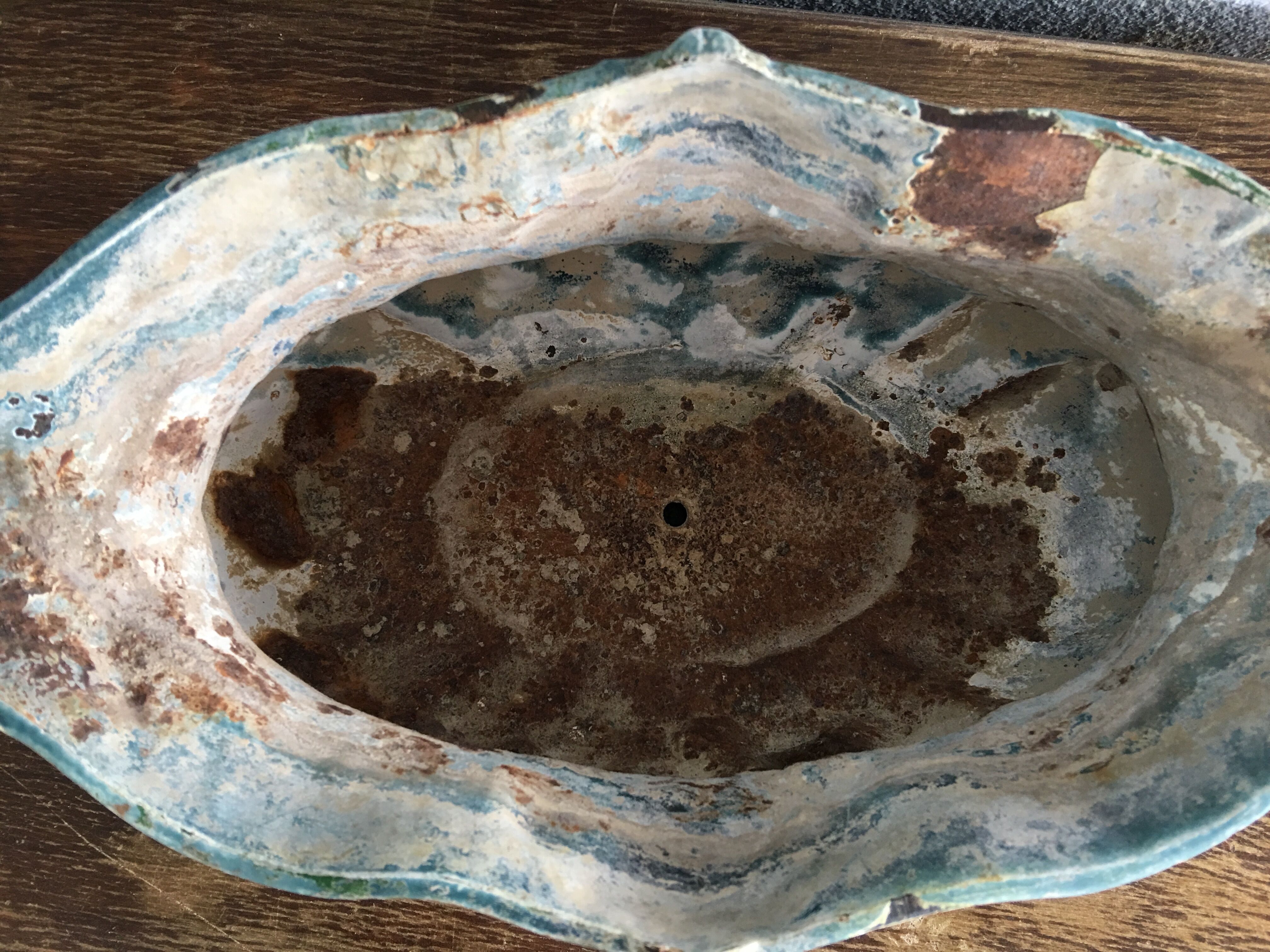 Planter blue enamelled cast late XIX early XX