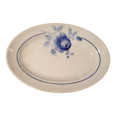 Plat creux ovale Rosine 1932 fleur bleue de Saint-Amand 37x26