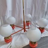 Lustre 5 feux 1970 opaline
