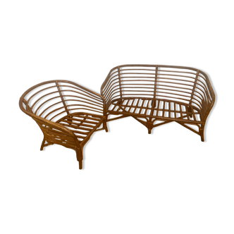 Bamboo sofa and armchair set