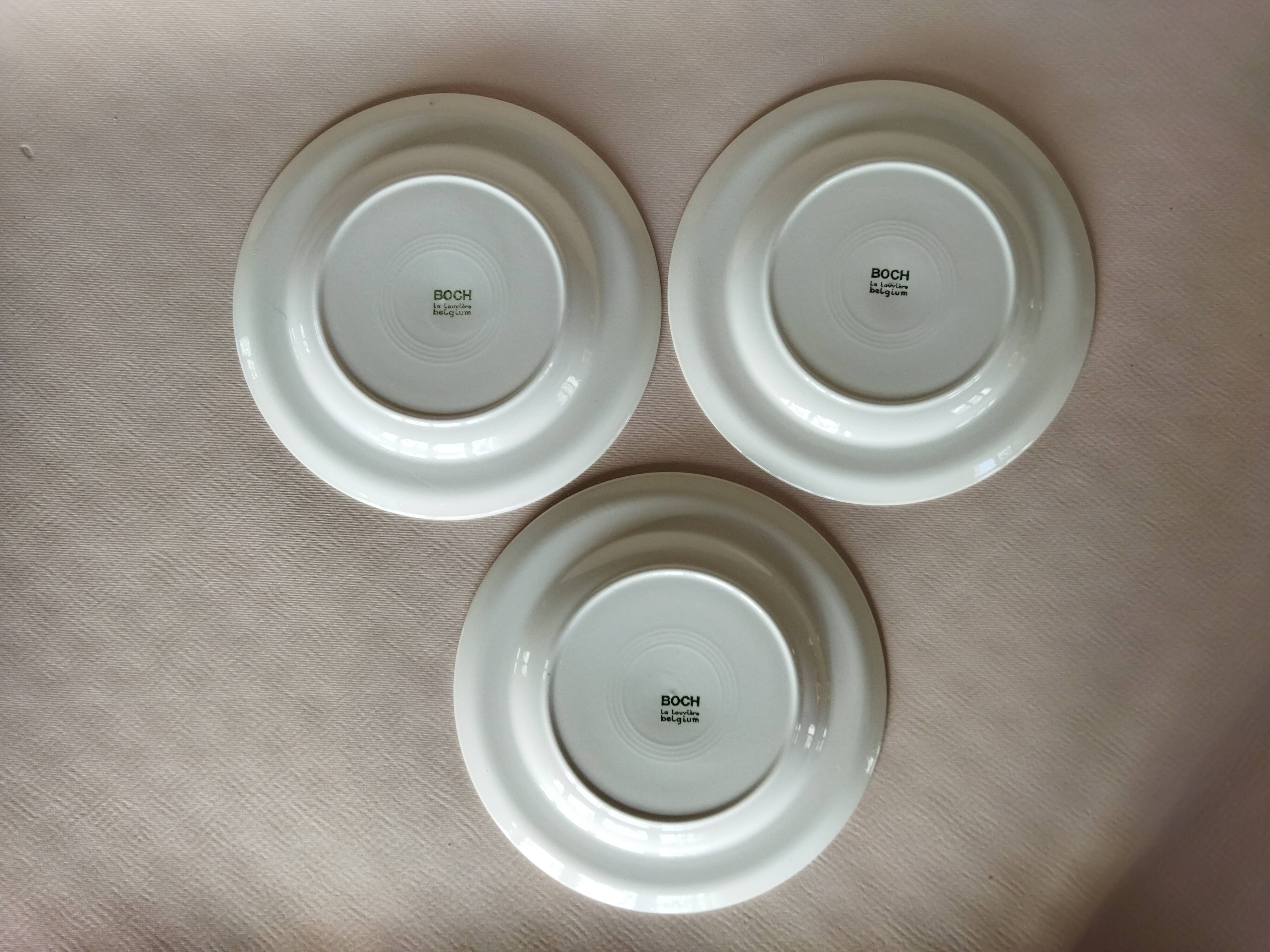 3 vintage flat plates Boch La Louvière