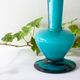 Vintage 1960s Portuguese Blue Glass Vase with Foot
