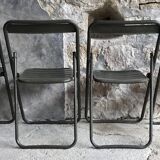 Set of 4 folding military chairs stamped Verhaeghe