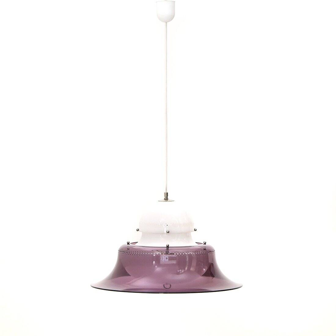 White and purple KD14 suspension by Sergio Asti for Kartell, 1970s.