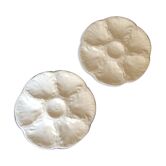 Set of 2 French vintage plates in gien white dabbling
