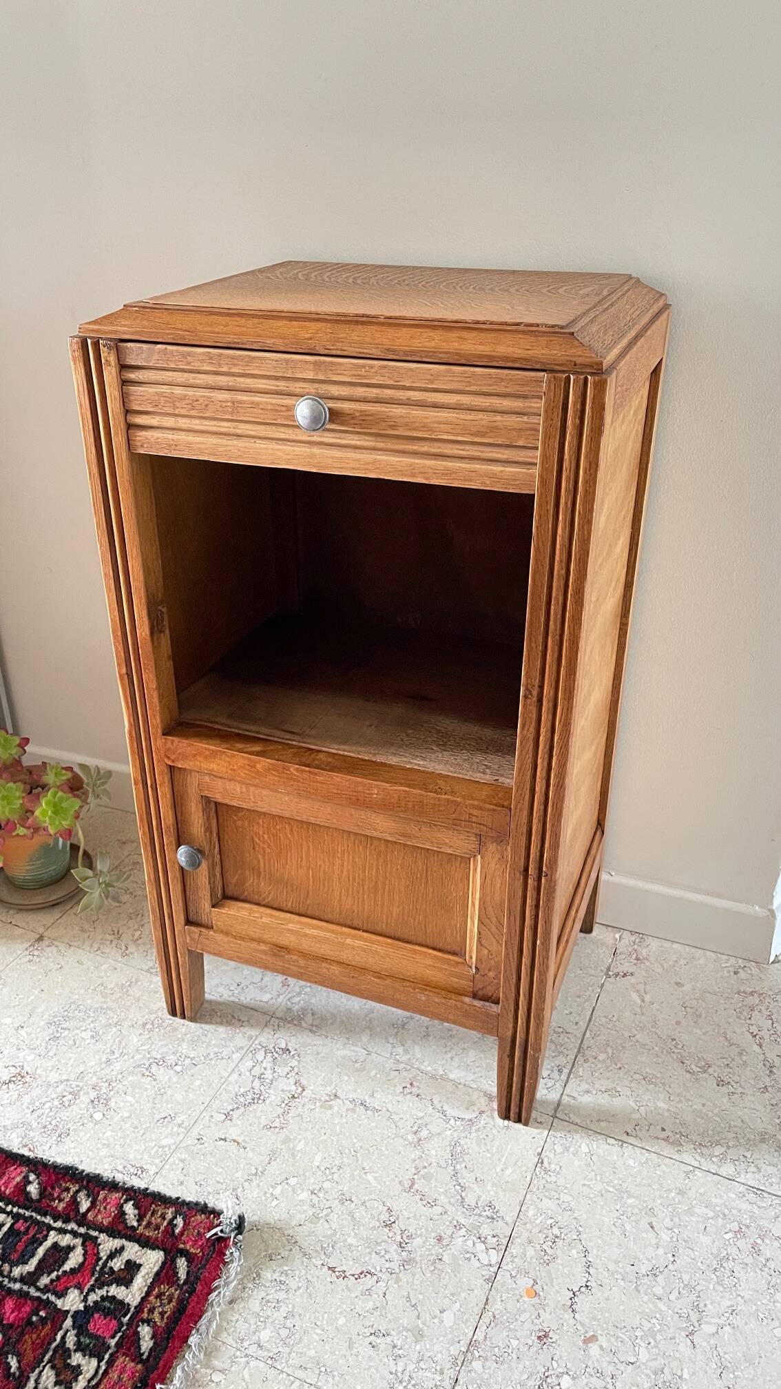 Cube bedside table in oak 1950s