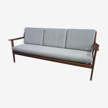 Danish teak sofa in grey fabric 1960s