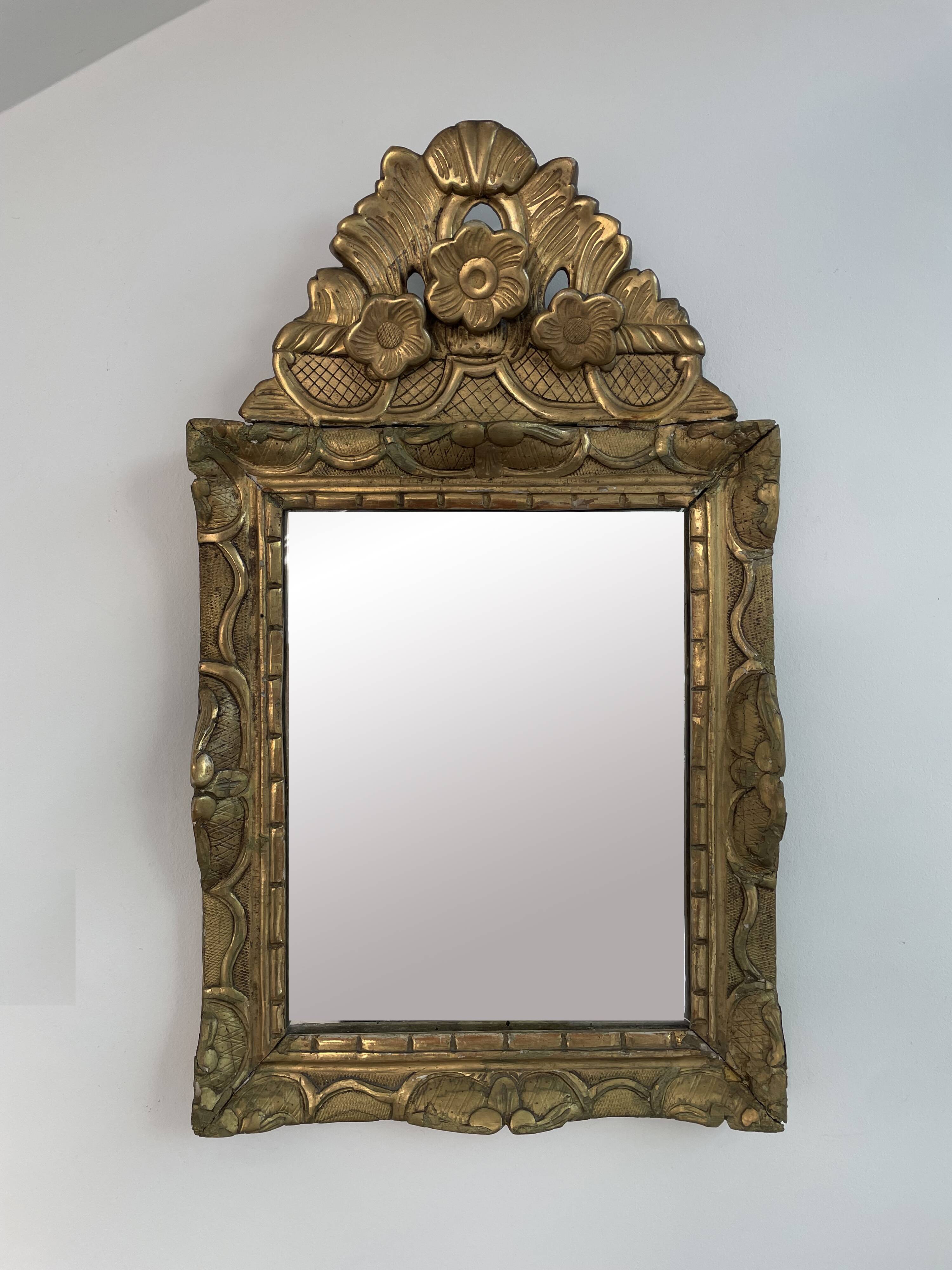 18th century mirror, Louis XVI period, gilded carved wood