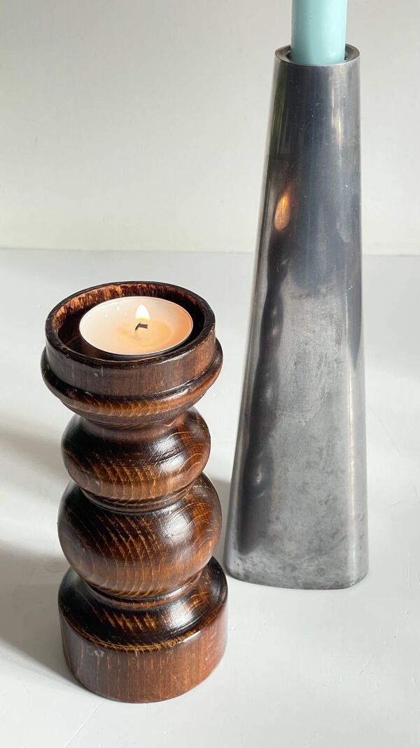 Bougeoirs bois et métal ikea vintage