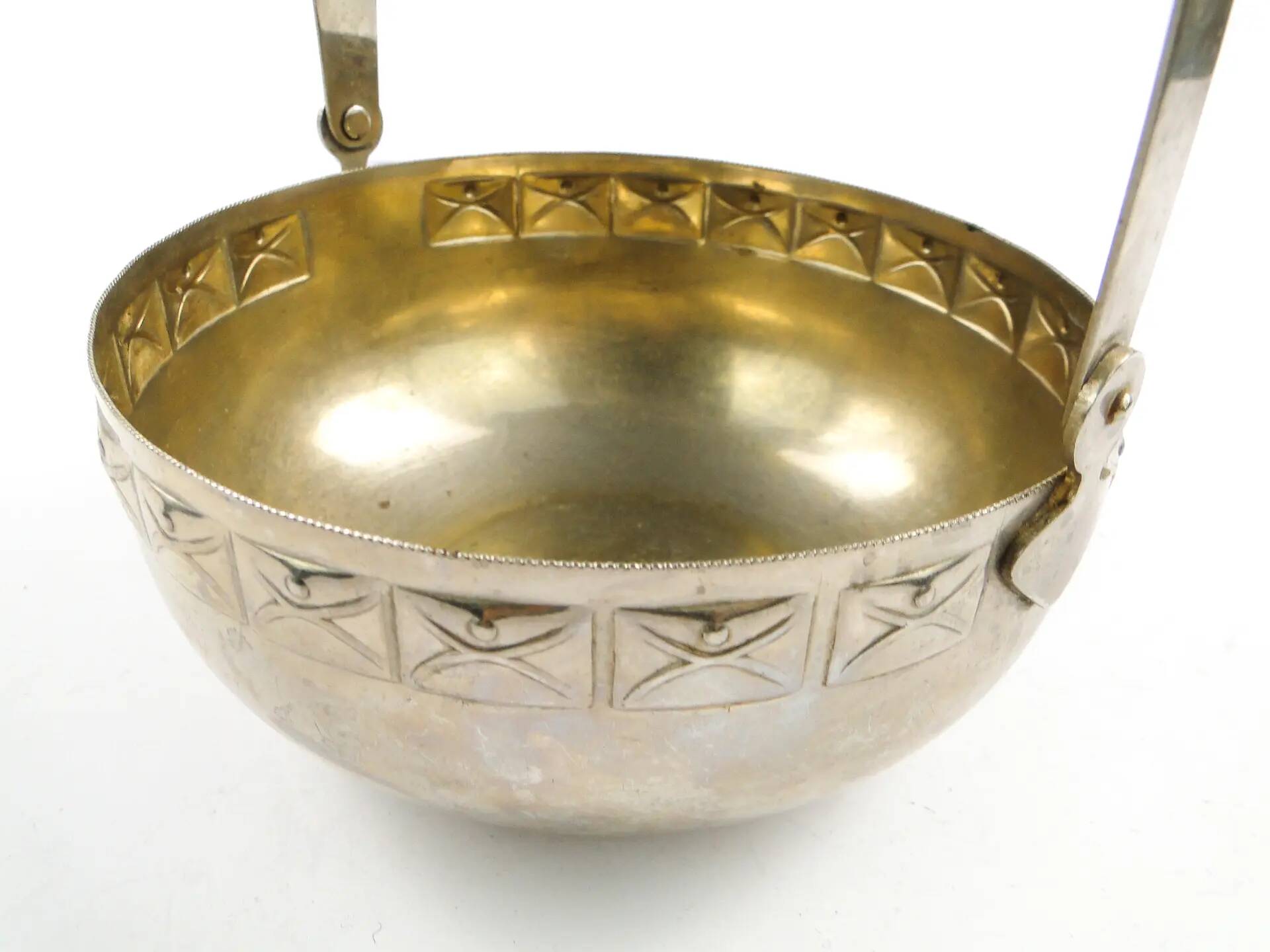 Art Nouveau sugar bowl, silver-plated brass, Sweden, early 20th century