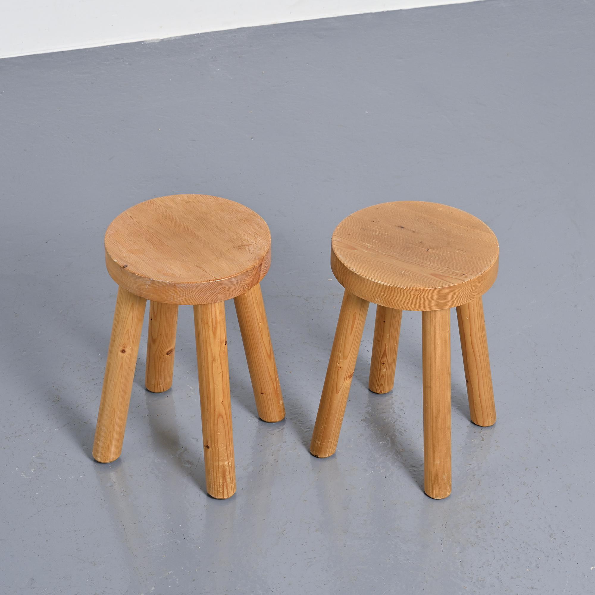 Paire de tabourets par René Martin, Méribel, circa 1965
