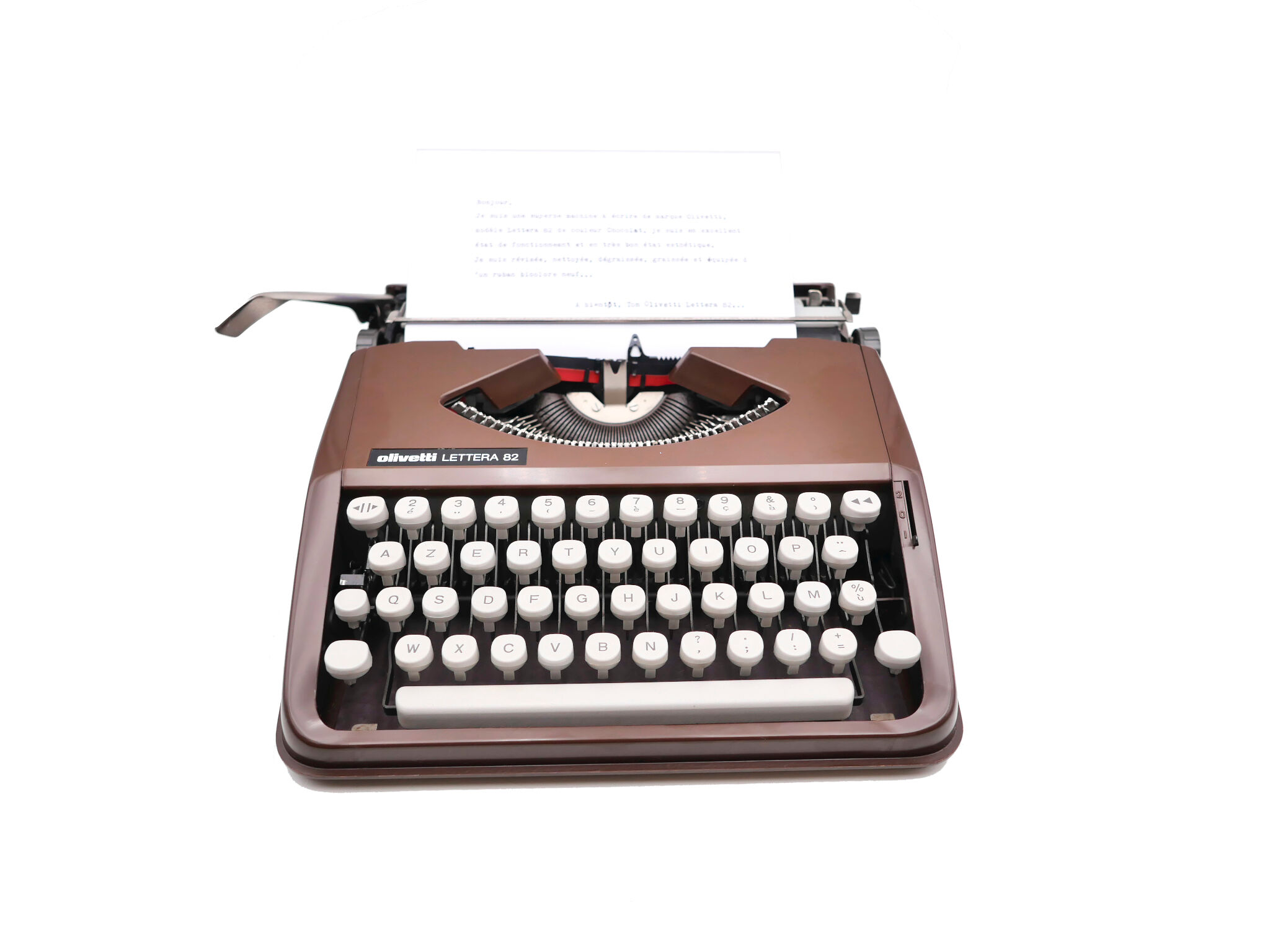 Typewriter Olivetti Lettera 82 Brown revised ribbon new