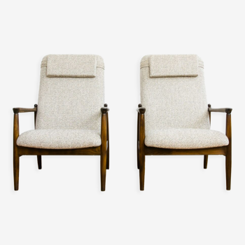 Pair of restored vintage High Back GFM-64 armchairs by Edmund Homa, 1960s
