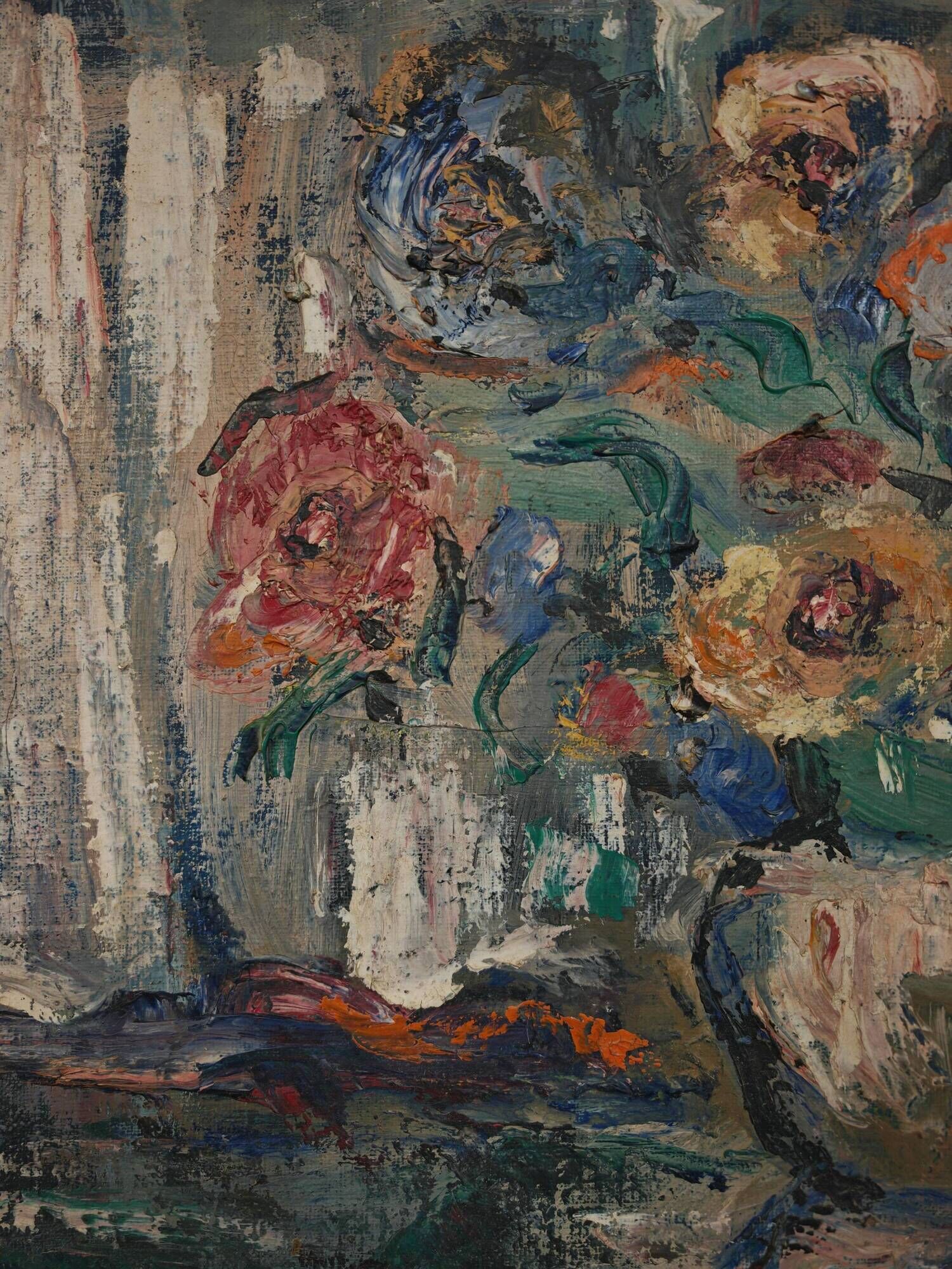 Modernist oil on canvas 'Flowers' by Branislava Modelska-Jovanovic