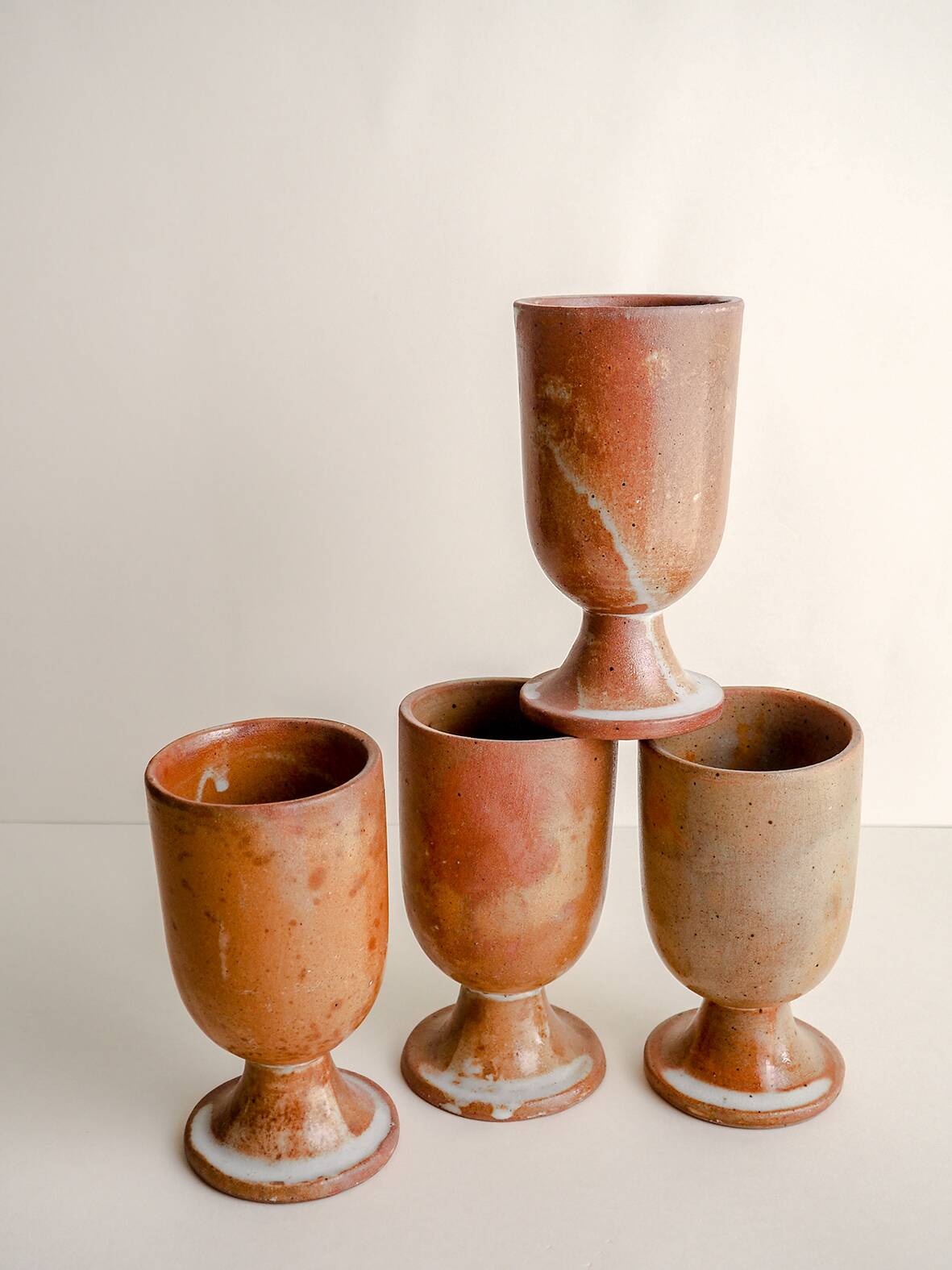 Set of 4 Mazagran stoneware mugs