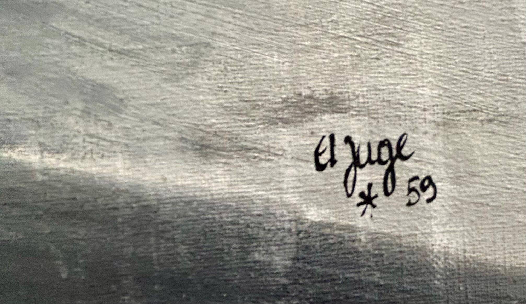 Original 1959 French Oil Painting on Canvas – Signed ‘El Juge’, Paris Scene