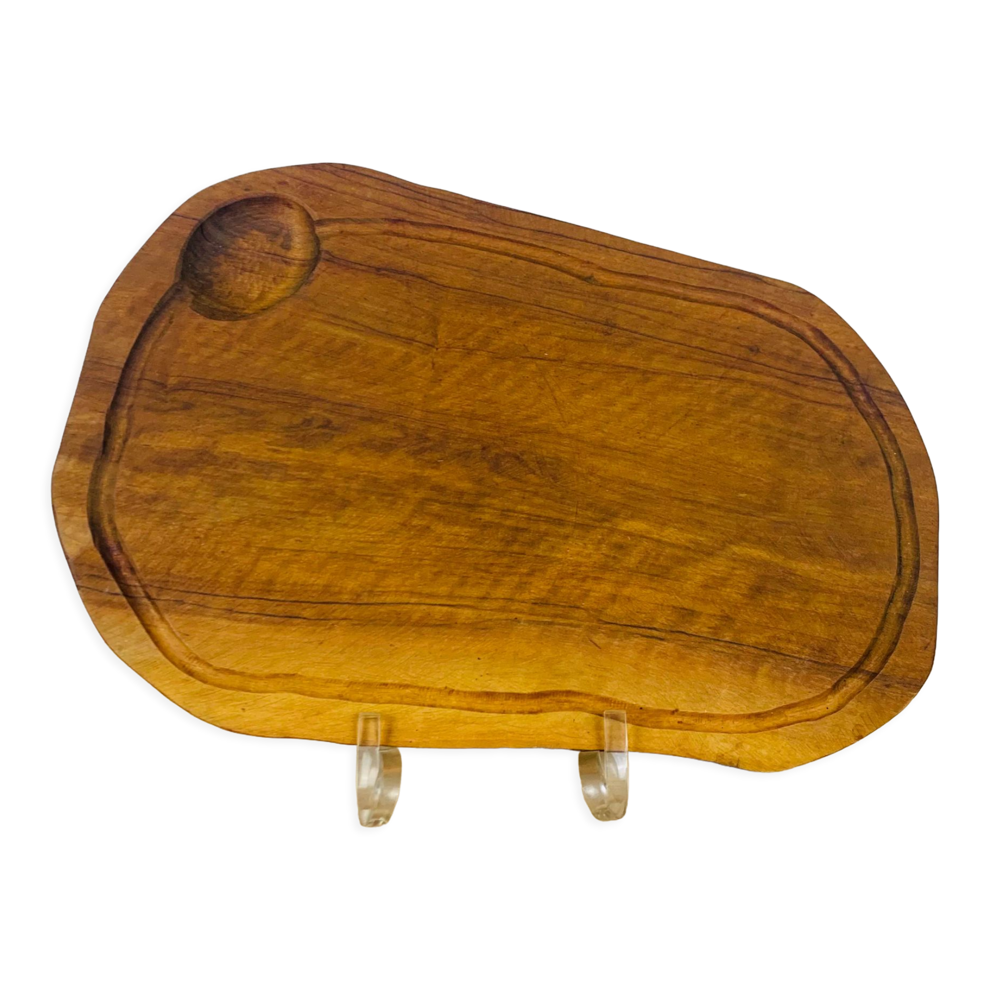 Olive wood cutting board brutalist brass feet