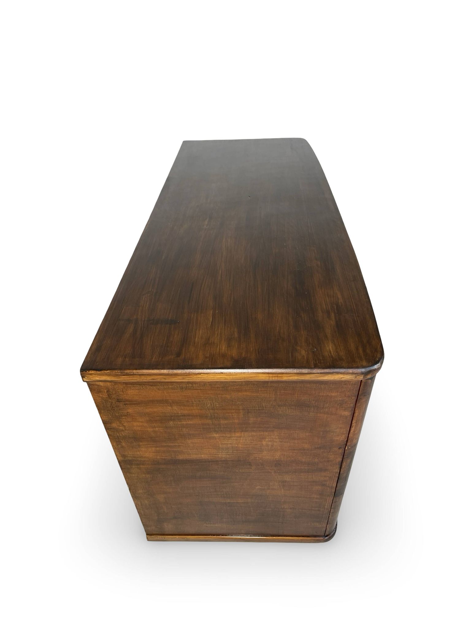 A vintage Italian chest of drawers, made of veneered walnut and solid wood,