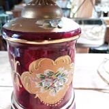 Living room lamp red glass opaline white