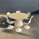 Vintage round Knoll Tulip eettafel (137cm) Marmer