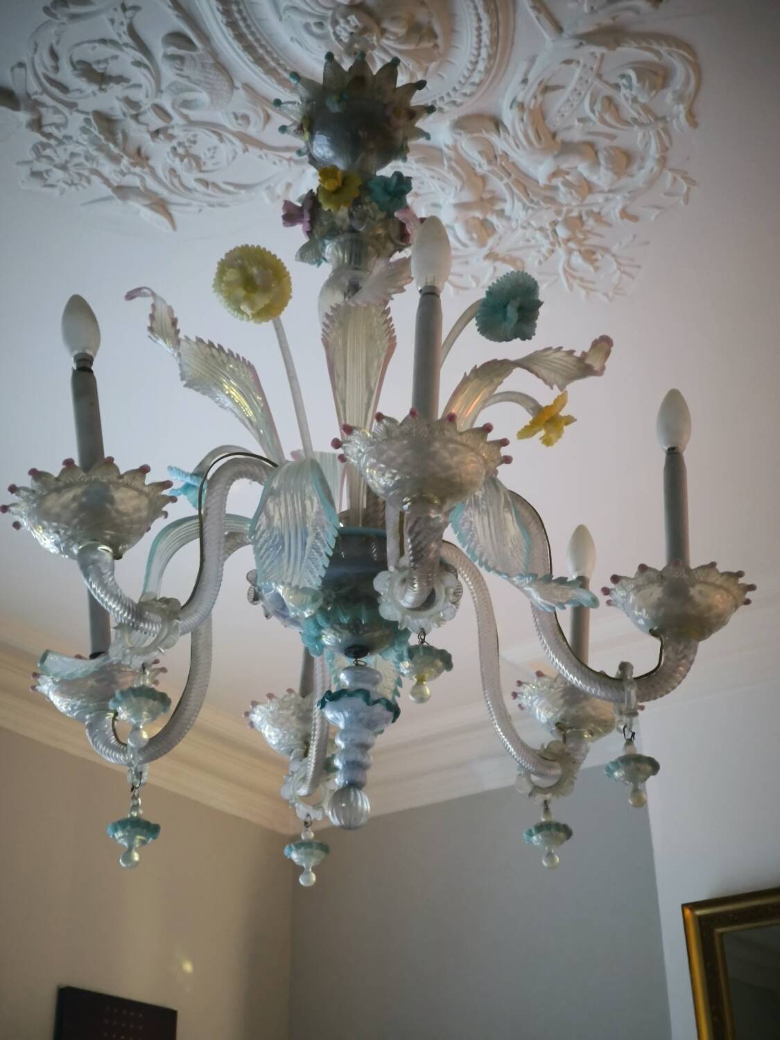 Multicolored Murano glass chandelier circa 1900