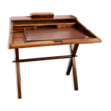Desk, writing desk in solid rosewood and studded leather, 20th century.