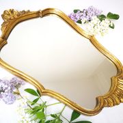 Baroque-style wall mirror / H49 cm x 30 cm /Decor shell and foliage / Golden with gold leaf