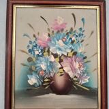 Tableau nature morte vasque rempli de fleurs