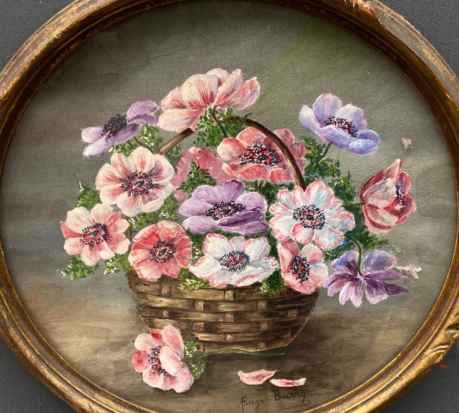 Watercolor on paper in euget-barry still life bouquet of flowers twentieth