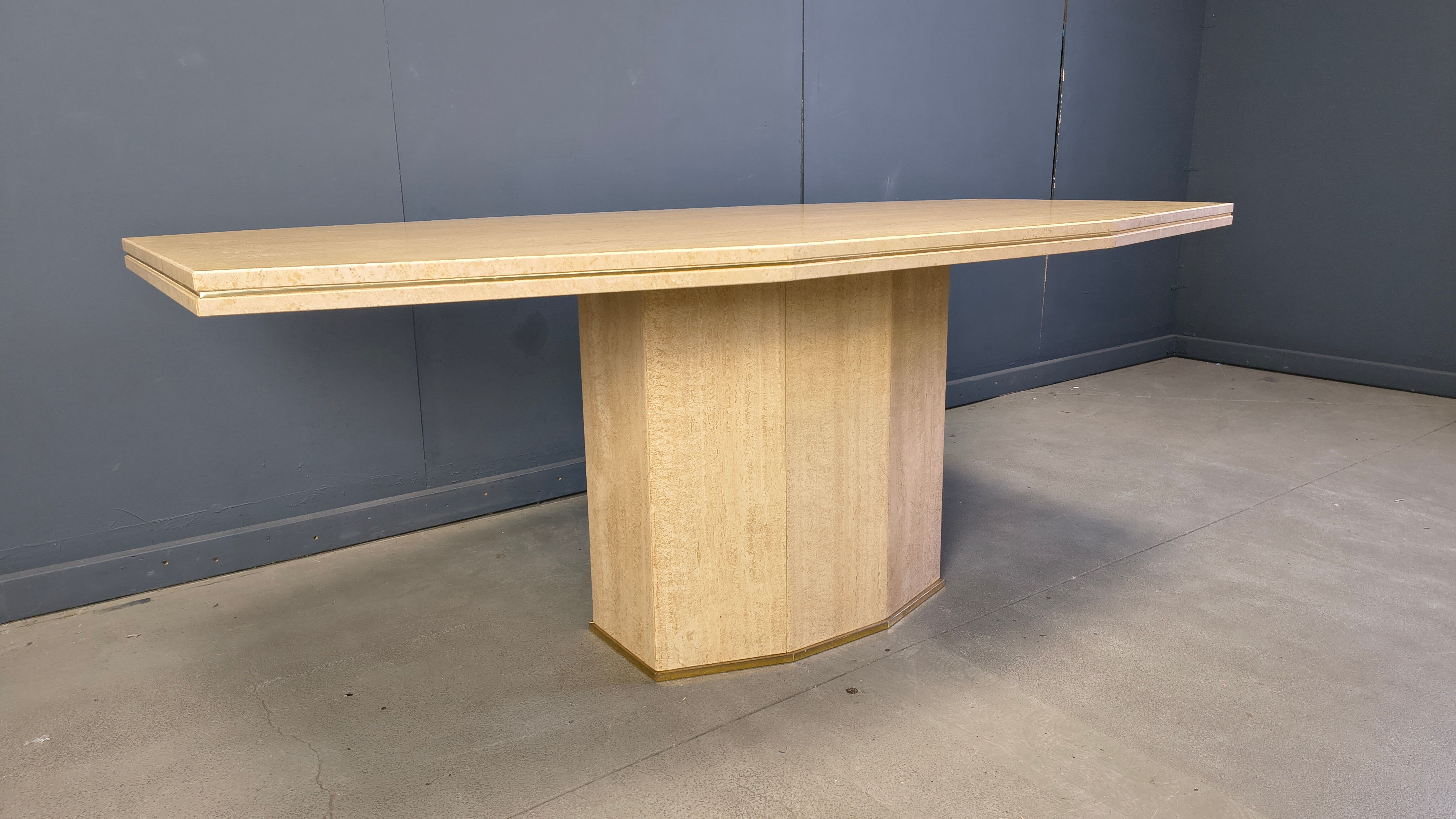 Vintage solid travertine dining table