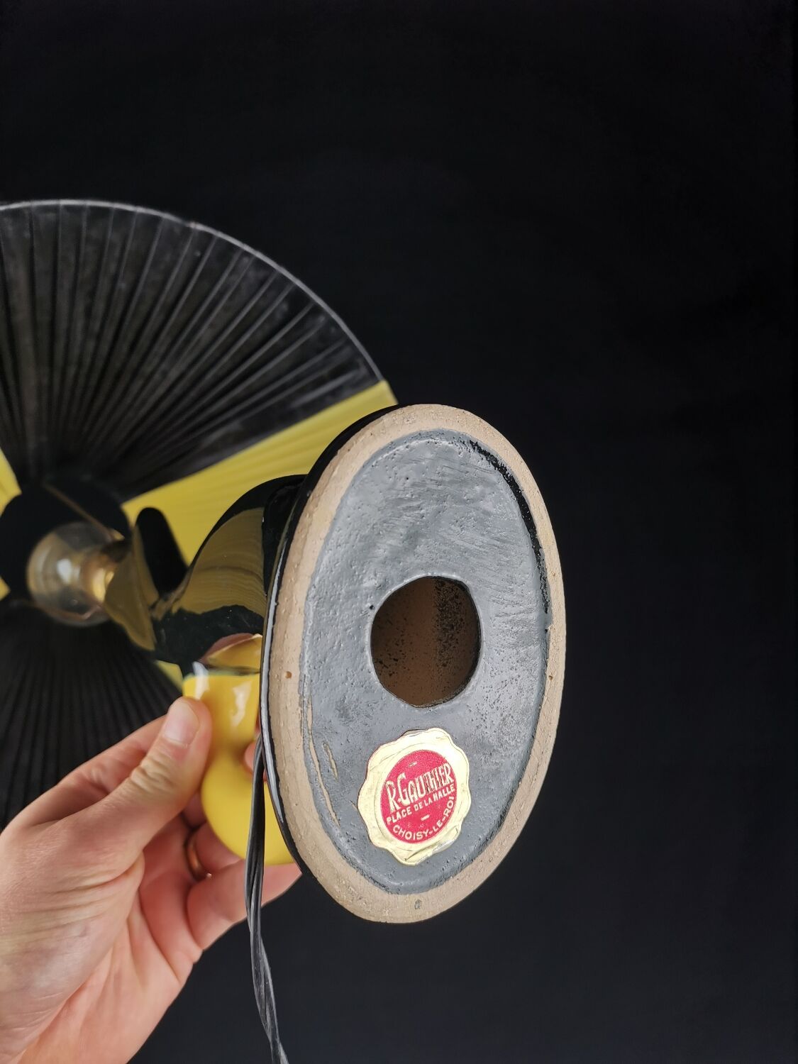 Bedside lamp vintage ceramic black and yellow