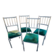 Chaises chromées bambou et velours