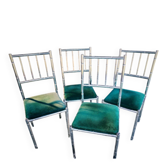 Chrome chairs with bamboo and velvet