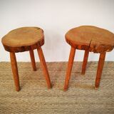 Paire de tabourets brutalistes