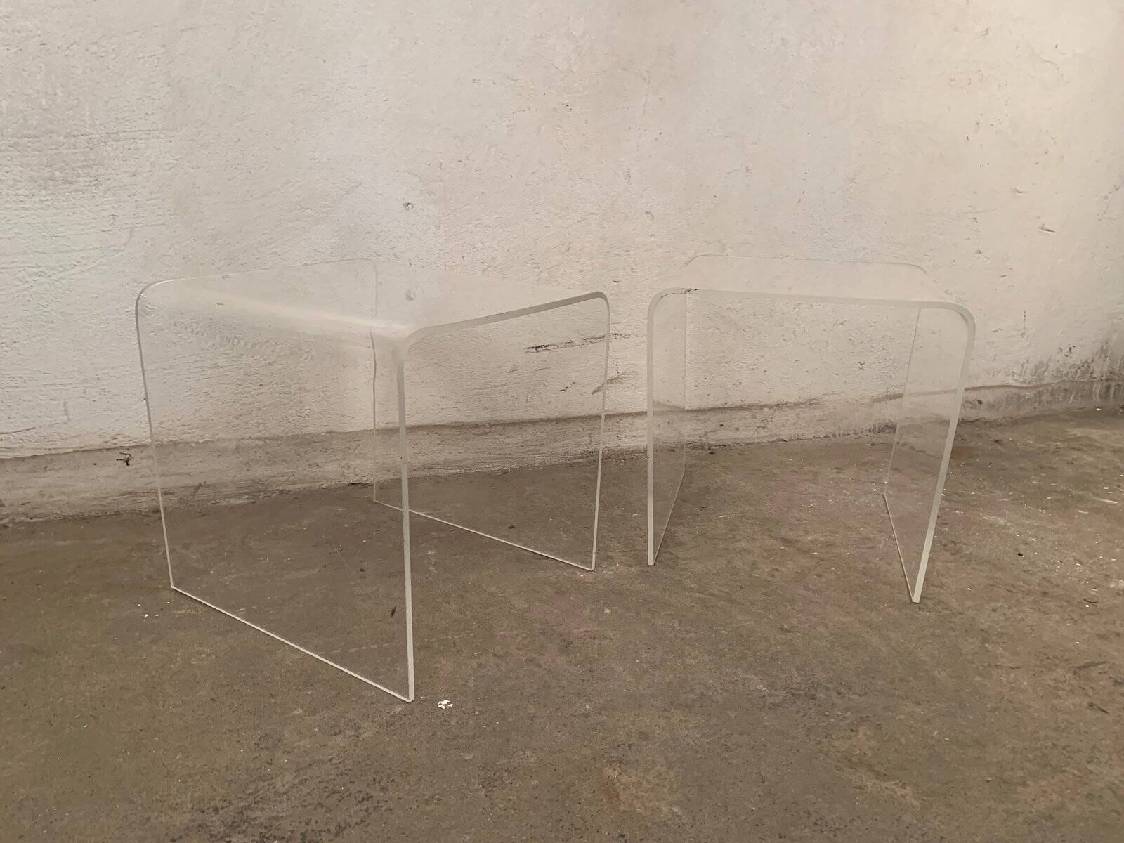 Vintage side tables in acrylic, 1970s, set of 2