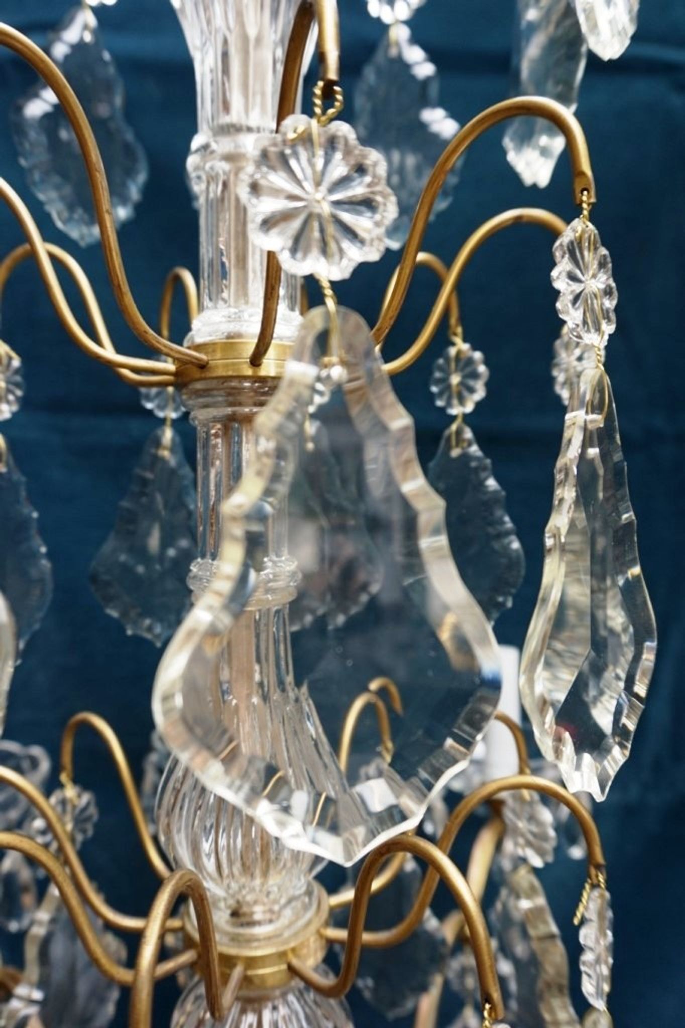 Chandelier, bronze, Louis XV style crystal