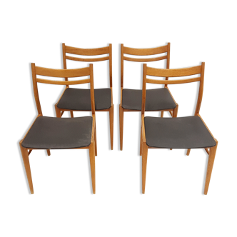 Suite de 4 chaises scandinaves 1960