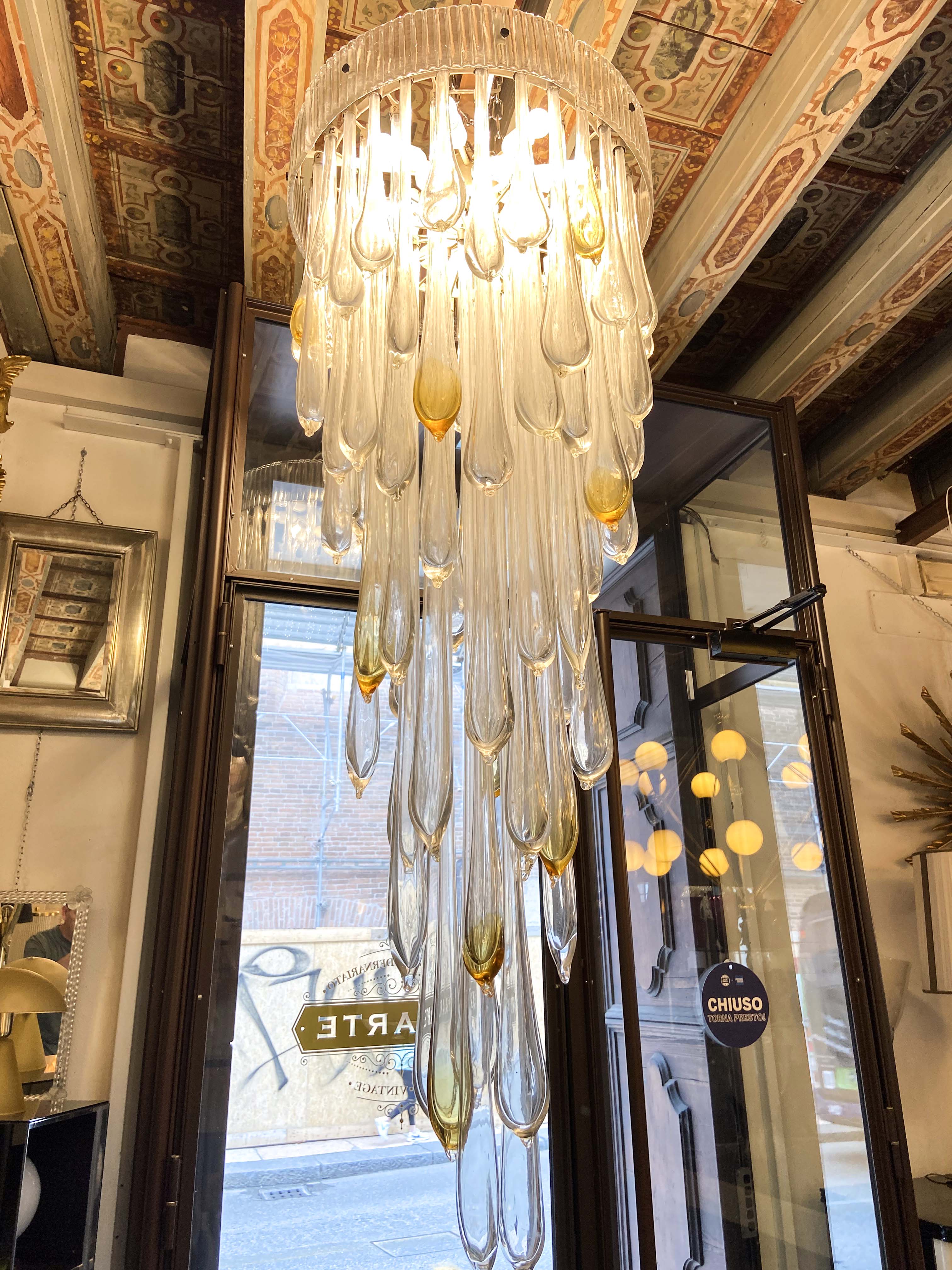 Venini Murano glass chandelier, Italy 1970s