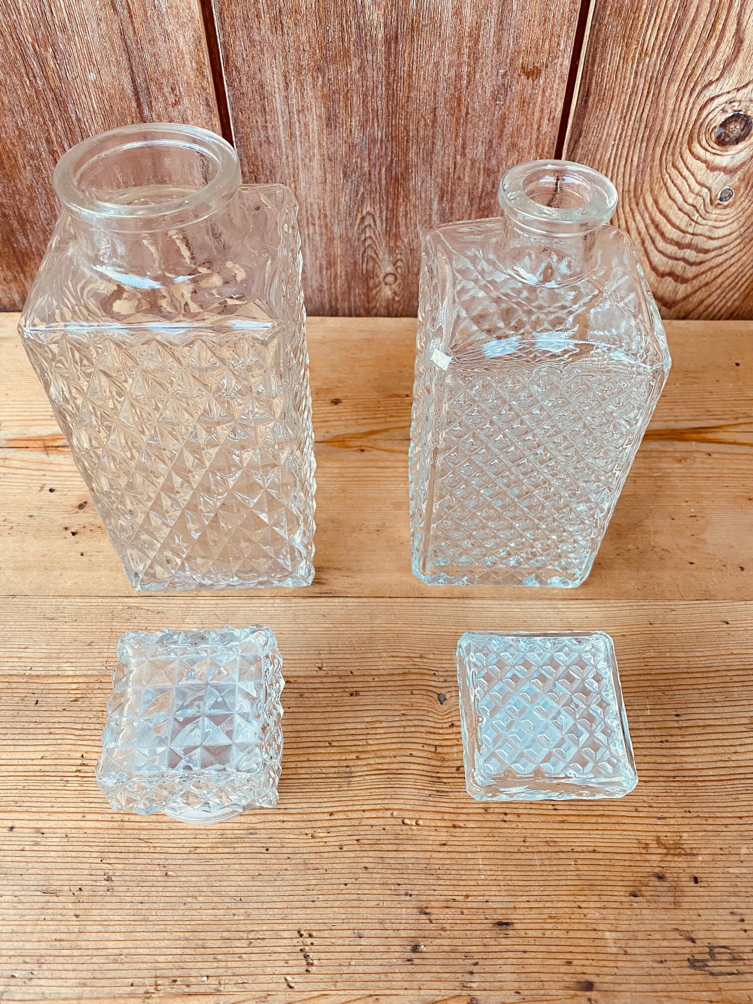 Vintage whisky decanter duo