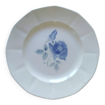 Plat rond Digoin Sarreguemines Roses bleues