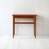 Scandinavian vintage teak nightstand with slatted shelf