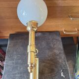 White opaline brass corner wall light