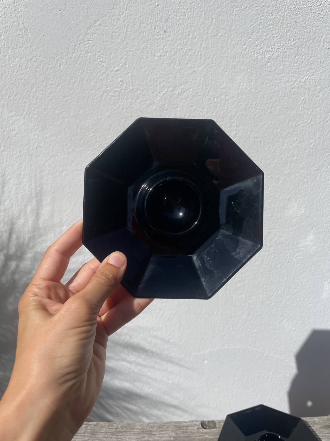 4 black egg cups 1970