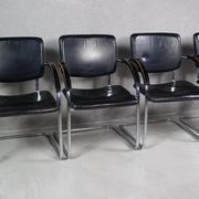 Set of 4 vintage tubular steel lounge chair