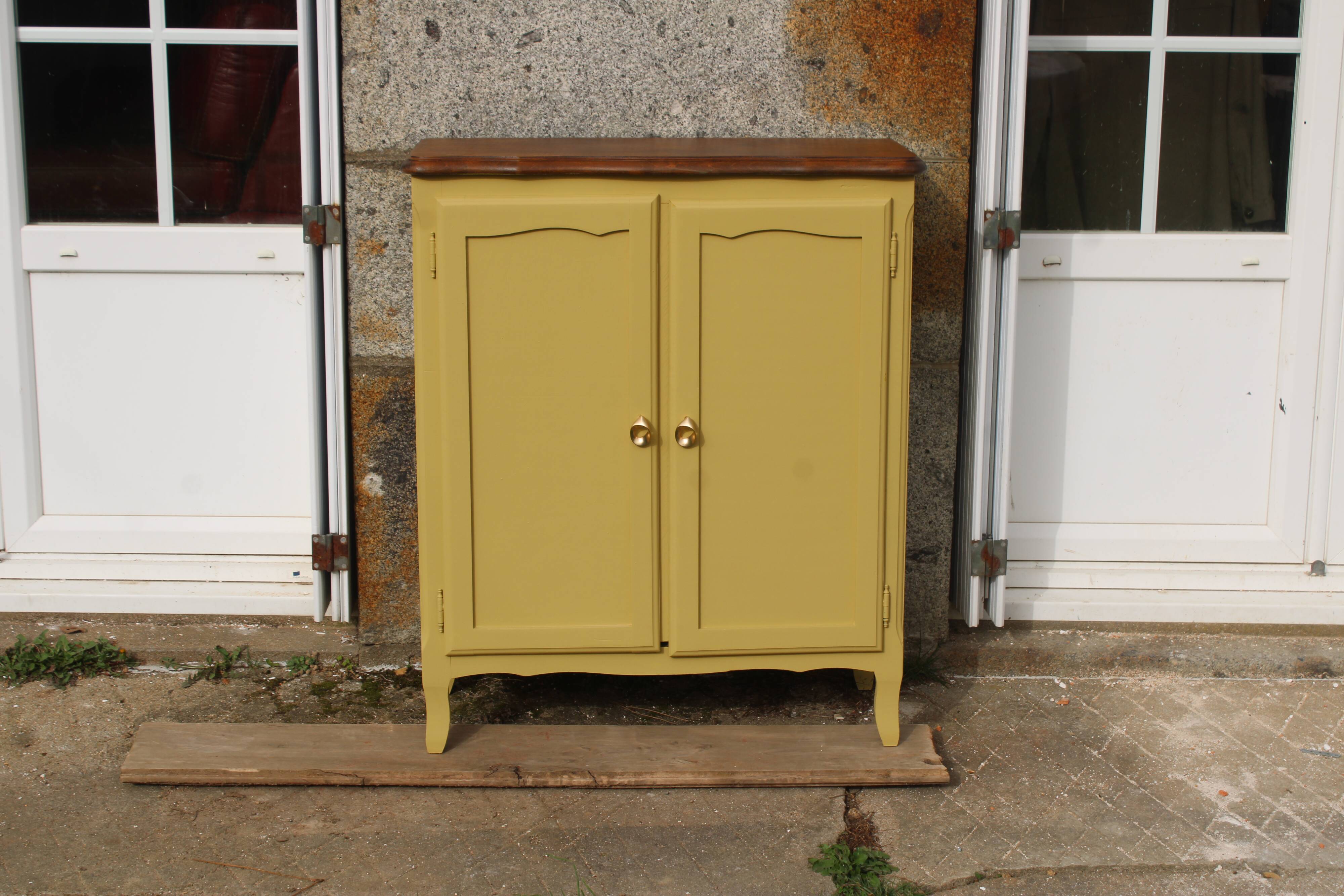 Renovated antique buffet – bright yellow