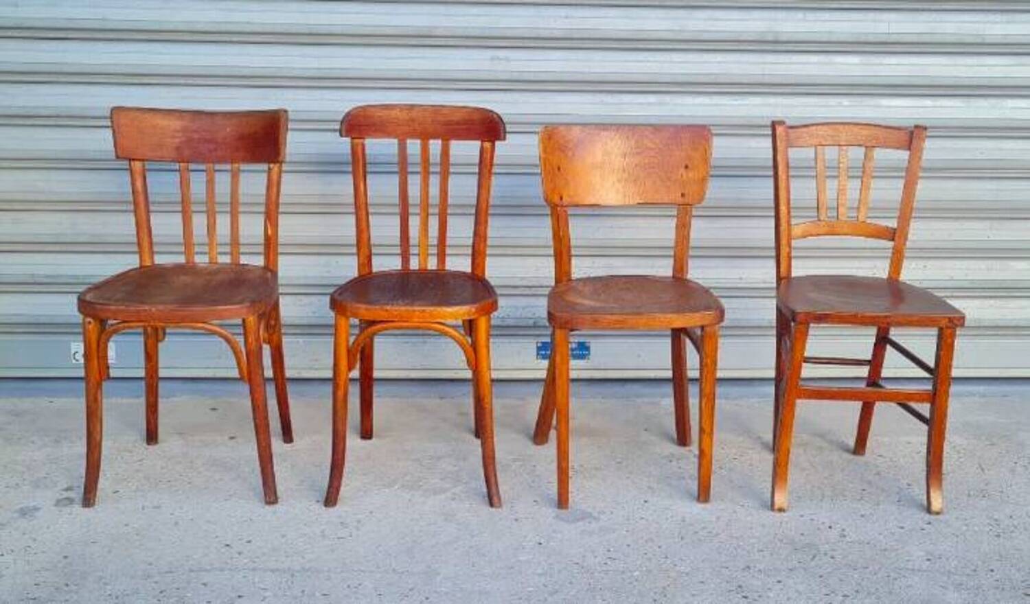 Set of 4 mismatched bistro chairs