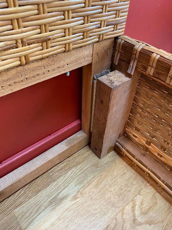 Lit deux places vintage année 70/80's rotin & cannage