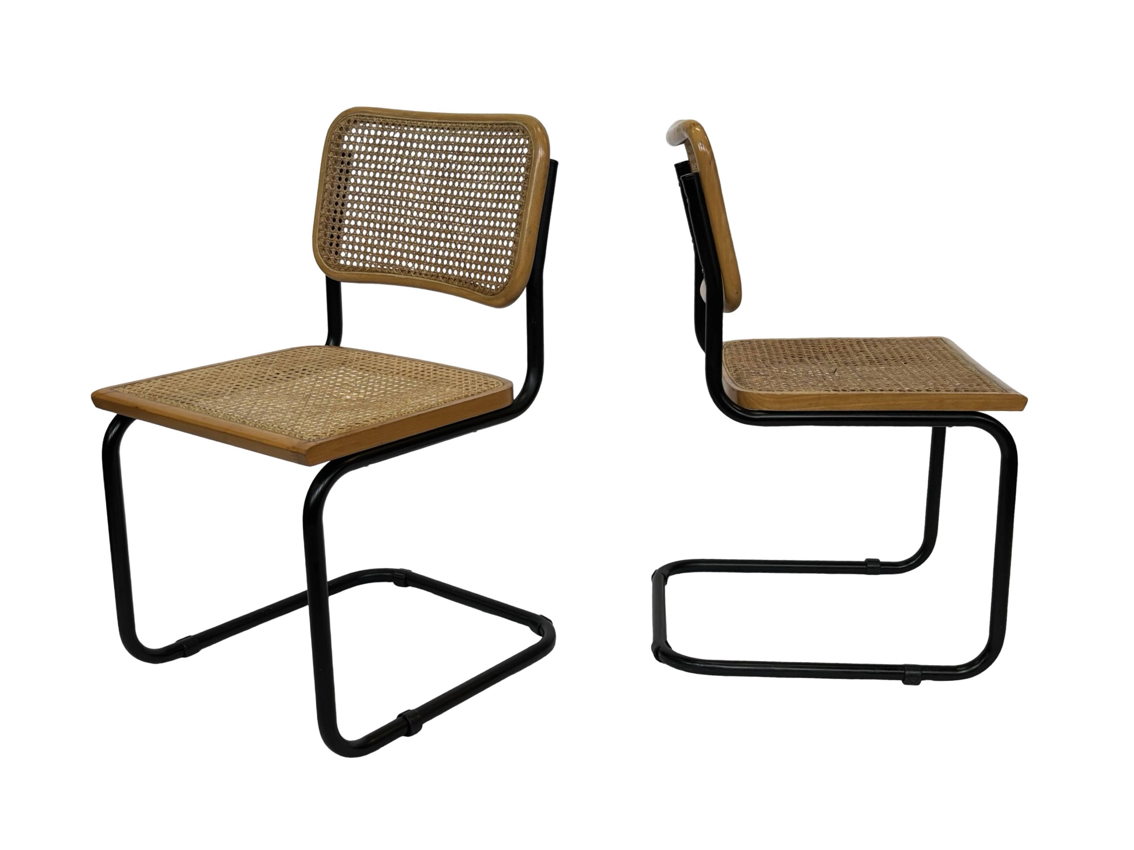 Set of 4 chairs Cesca B32 designed by Marcel Breuer design black frame