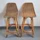 Paire de tabourets vintage en rotin & bambou 1950